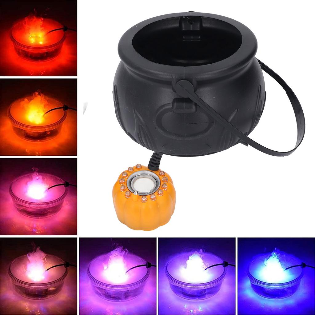 Mini Mister Witch Pot Fog Mist Making Machine Fogger Atomizer with Cauldron Flame 12LED Home Indoor