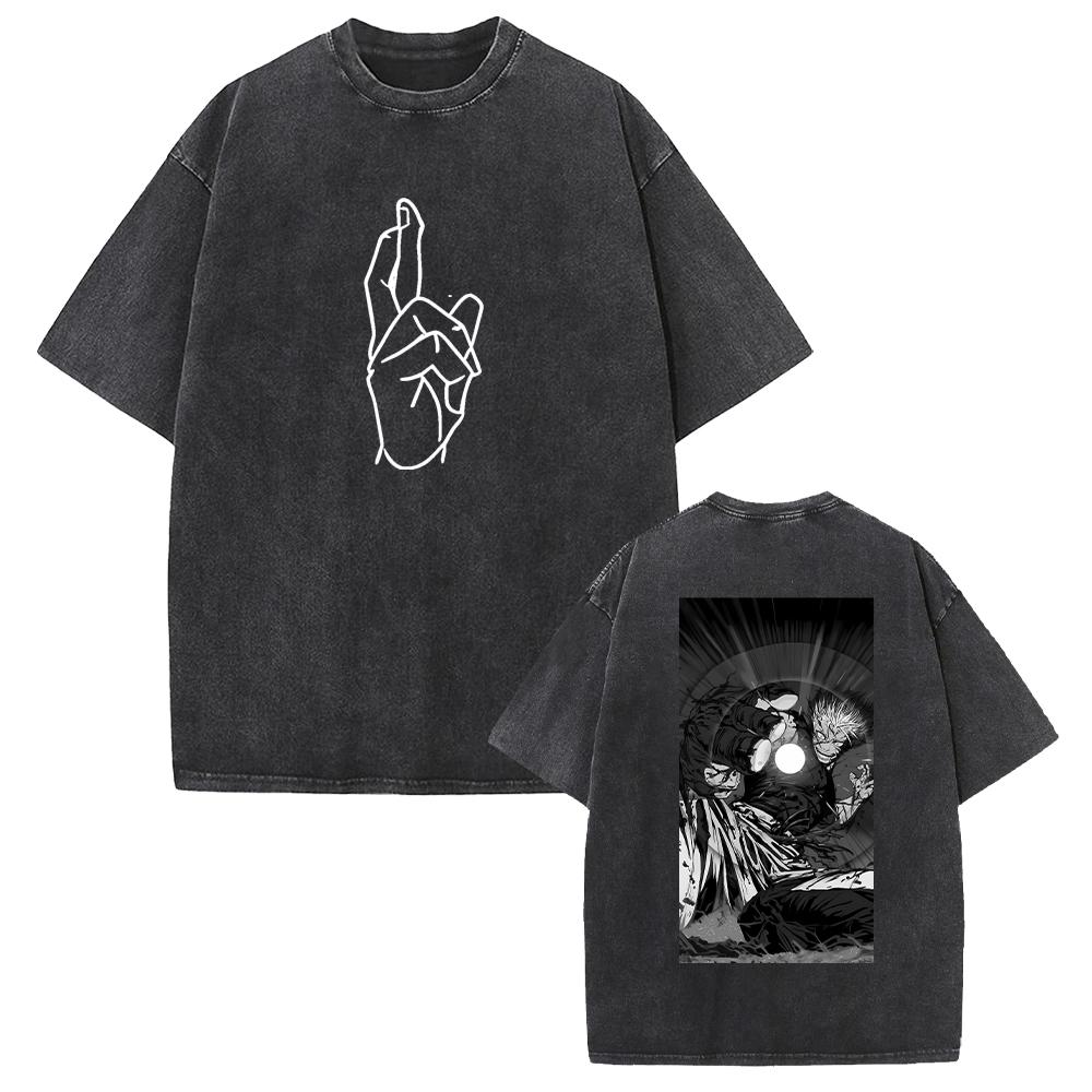 

Аниме Магическая битва Годжо Сатору Принт Футболка Мужская Женская Футболки из стираного хлопка Короткий рукав Повседневная футболка Харадзюку Ретро футболка XXL чёрный