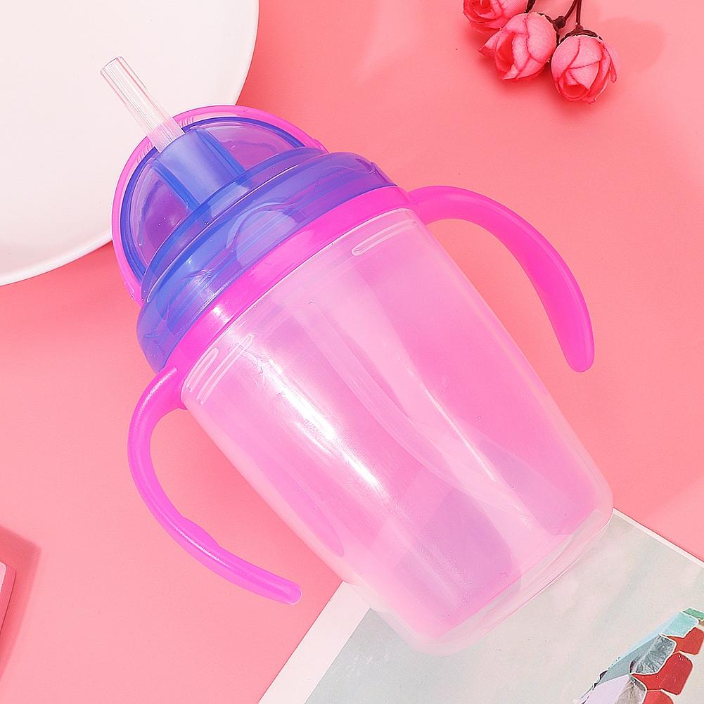 Baby Cup Bottle Straw Water Feeding Portable Handle Training Drinker Accessories (Pink)