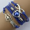Ženy 8 Word Symbol Pletené vícevrstvé Love Heart Towers Faux Pearl náramek
