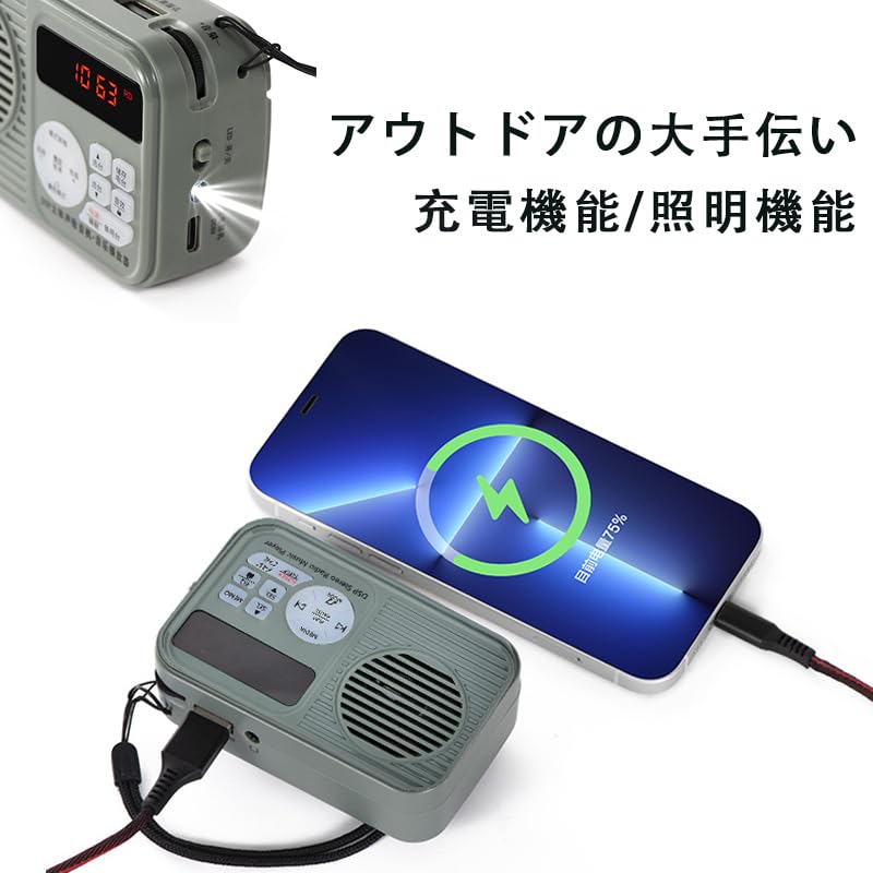 Portable FM Pocket FM High Card MP3 Loud Long Battery Retro Ideal for Disaster Preparedness and Evacuation Radio, Compact, Compatible, Sensitivity,