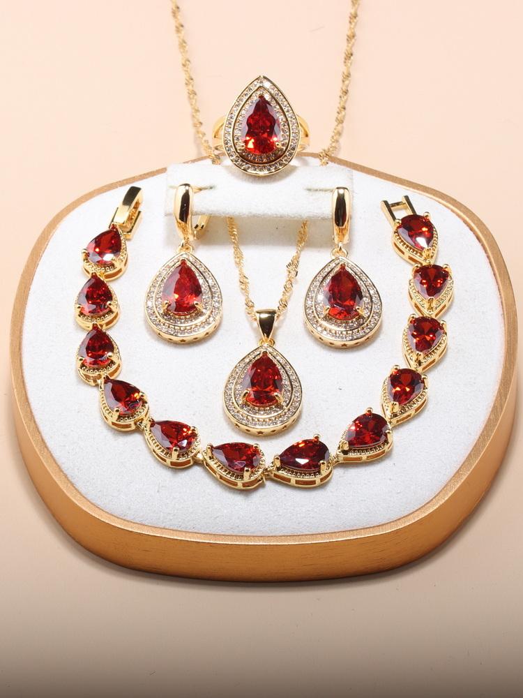 African Nigeria  Gold Plated Luxury Jewelry Sets Italian Wedding Dress Cz Accessories 13-Colors 5-Piece Sets For Women  Gift
