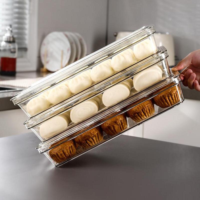 Dumpling Storage Box Single-Layer Transparent Refrigerator Dumpling Fresh Keeping Container Home Kitchen Food Sealed Storage Box
