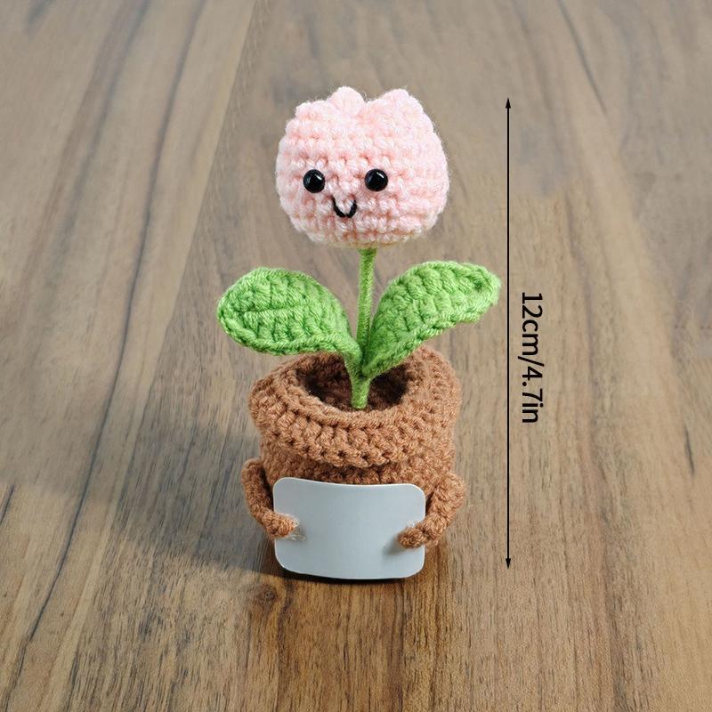 Crochet Flowers Sunflower Artificial Crochet Potted Desk Accessorie Office Accessorie Wedding Decor Teacher's Day Gift Girasol
