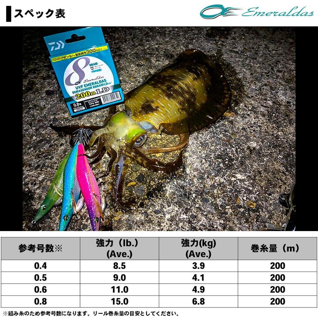 Daiwa PE-Linie UVF Emeraldas Dura Sensor x 200m 5 Farben 8LD+Si2 Nein. 0.6