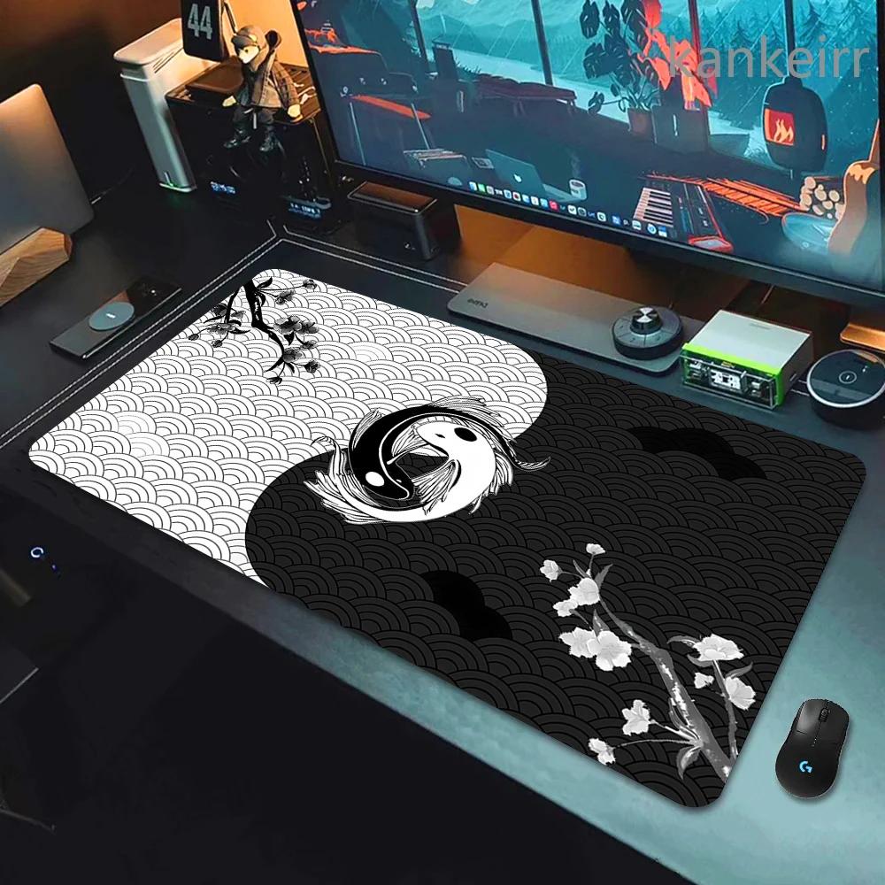 Gaming Mouse Pads Koi Taichi Neutral Table Mats Computer Mousepad Company Big Deskmat 90x40 Large Gamer Mousepads Fish Mouse Mat