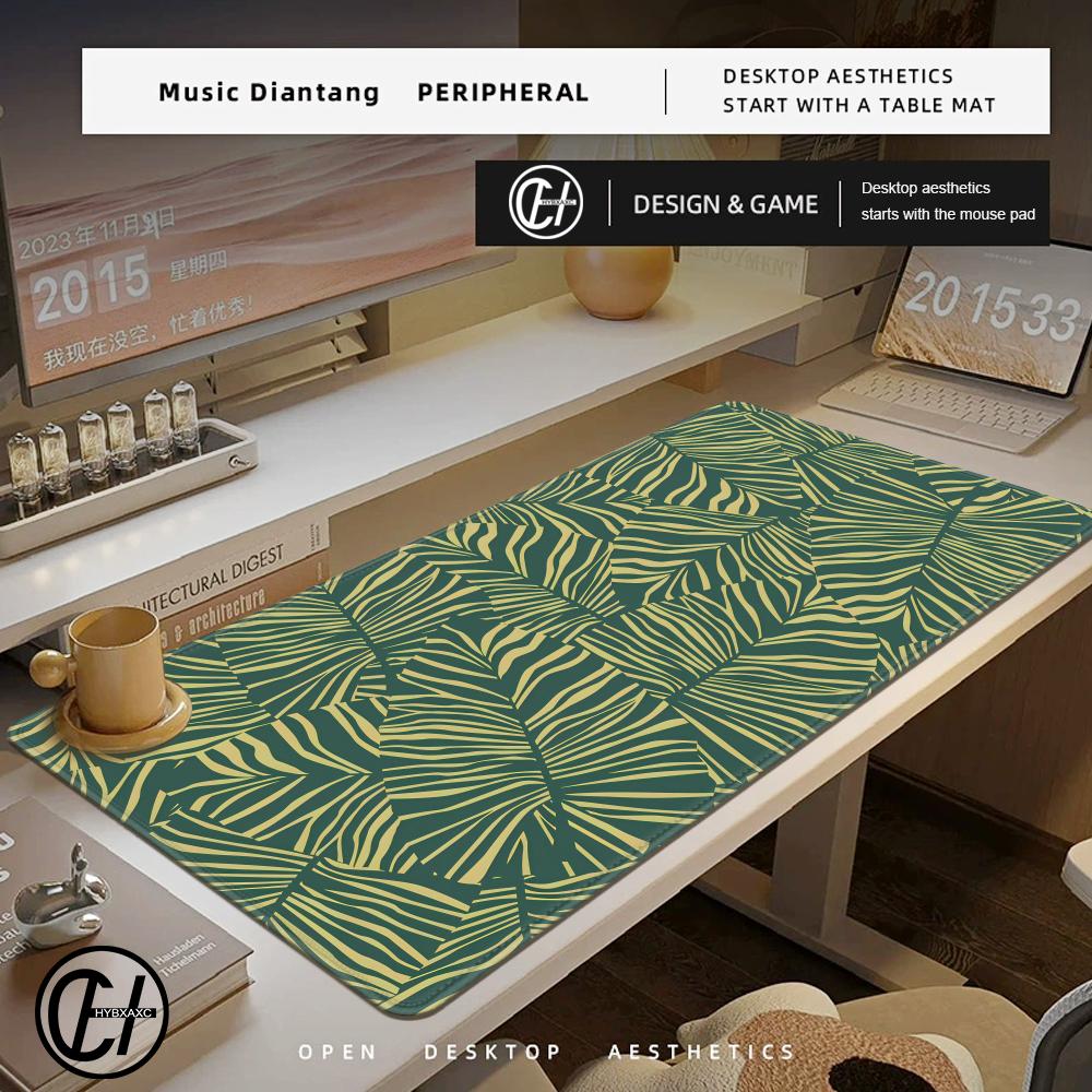 Sage Green Mousepad Desk Mat Cute Multiple Sizes Stitched Edges Boho Chic Green Leaves Nature Mouse Pad Large Extended Hybxaxc