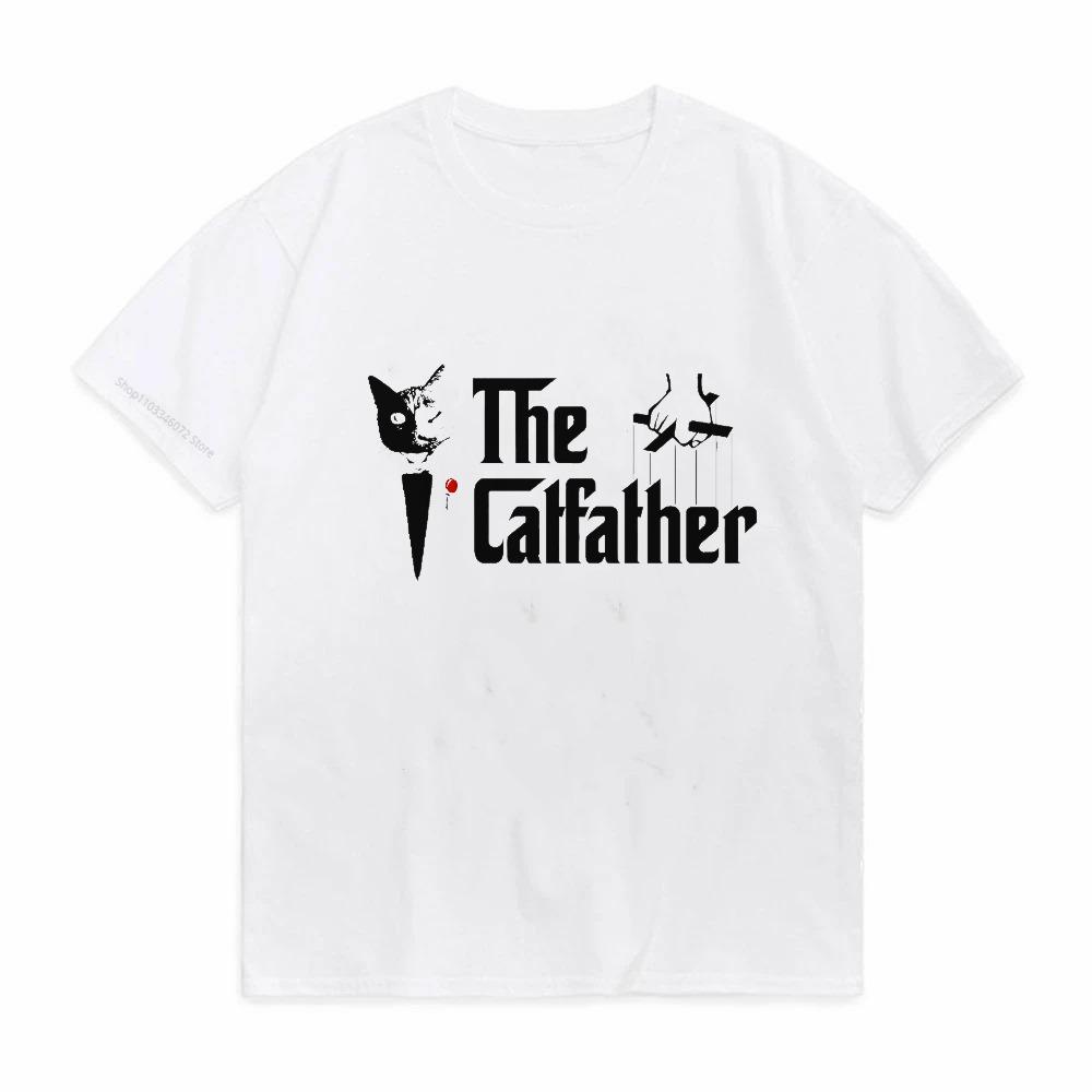 The Catfather Cat Cool Printing Men Women Tshirt summer Casual Comfortable TShirt Fashion Vintage Tee Shirts Street Short tees S