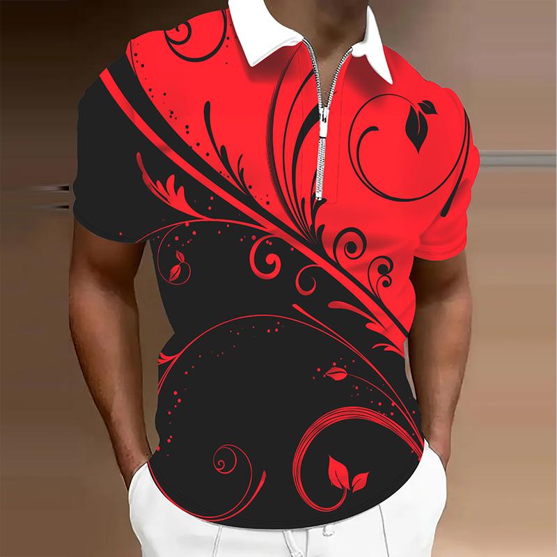 

Мужская рубашка поло повседневная на молнии с коротким рукавом модная повседневная на молнии летняя весенняя рубашка стандартного кроя с 3D-принтом 8XL красный