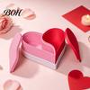 Creative Jewelry Display Case Heart Shape Storage Box, 3D Printed Detachable Dual Compartment Organizer, Decorative PLA Material Box Pink Red with Lid