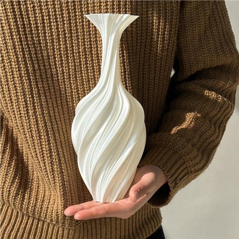 3D Printed Vase Modern Style Vase Flower Vase With Swirl Pattern Aesthetic Floral Display Vase For Living Room Desktop Decor