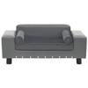 VidaXL Canapé pour Chien Gris 81x43x31 cm Peluche et Similicuir Sofa pour Chat 170953