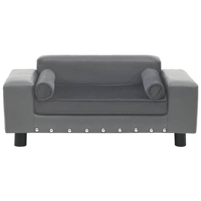 VidaXL Canapé pour Chien Gris 81x43x31 cm Peluche et Similicuir Sofa pour Chat 170953