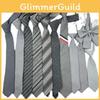Stripe Gray Horizontal Tie Neck Flower Adults School Casual Decoration Attire
