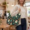 Christmas Santa Print Tote Bag for Women Casual Portable Large Capacity Daily Use Shopping Handbag