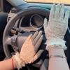 Women's Black Leopard Print Lace Gloves - Sexy, Retro, Elegant, Thin, Hollowed-Out for Spring/Autumn Outdoor Travel and Cycling