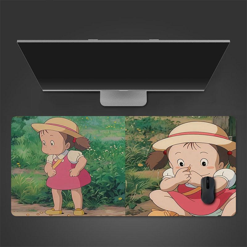 Mei Kusakabe Cartoon Mouse Pad, Large Gaming Desk Mat, Non-slip XXL Mousepad for Laptop & Tablet, Mini PC Playmat with Stitched Edges