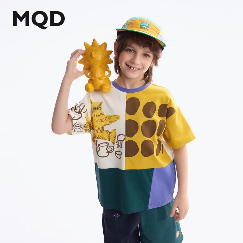 MQD Boys  Cartoon Print Round Neck T-shirt 120