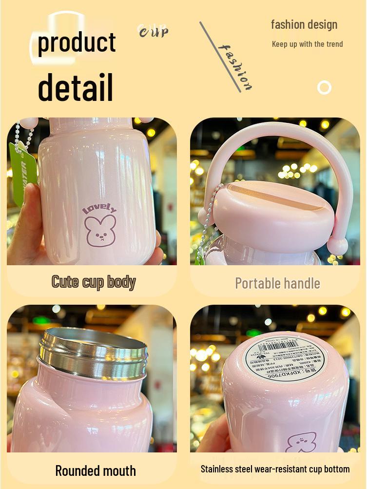 Cute 2026 Stainless Steel Portable Thermos Cup – High-Value, Celebrity-Style for Students