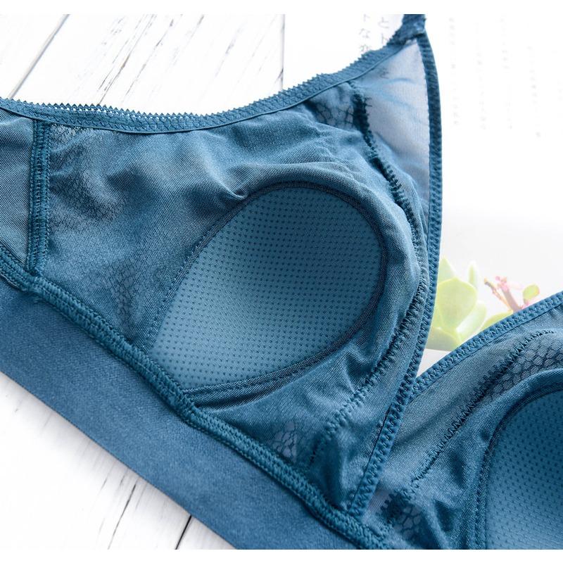 Sujetadores inalámbricos sexy para mujer Bralette de encaje ultrafino con escote en V profundo