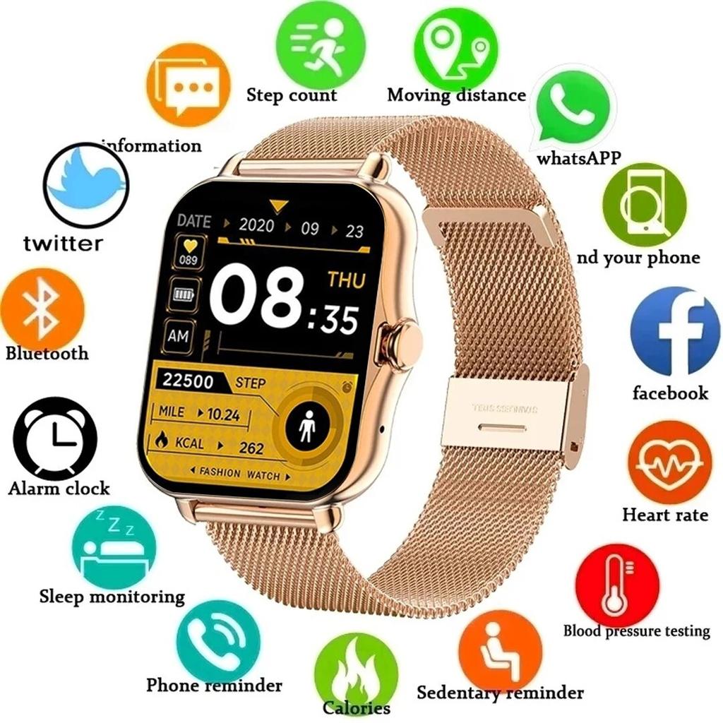 SACOSDING New Smart Watch for Men 1.69 Full Touch Smartwatch Fitness Pedometer Heart Rate Monitor Smart Clock Ladies Watch