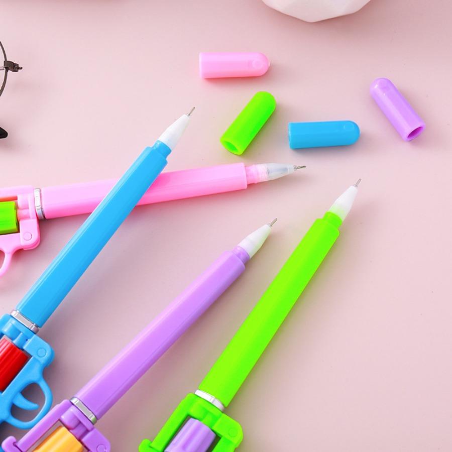 Înapoi la școală 10 buc 0,5 mm Formă de revolver desen animat Stilou neutru creativ detașabil, Durabil Școală Învață Stilou pe bază de apă pentru Premierea elevilor