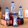 Mediterranean Style Small Lighthouse Sea Decoration Crafted Light Tower Home DecorationCreative Gifts Nautical Themed Adorn