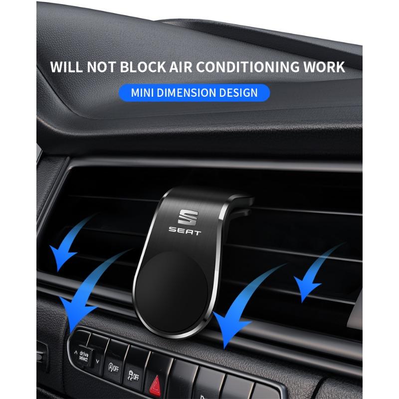 Magnetische L-förmige Auto-Handyhalterung mit Emblem für Seat Leon FR Altea Ibiza Toledo Cordoba Alhambra Arona Ateca Exeo