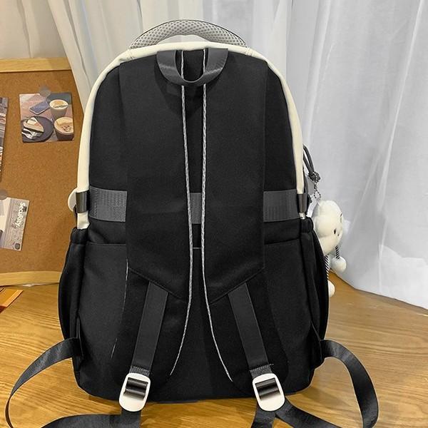 Schoolbag Korean Version Ins New High-value College-style Contrasting Color Backpack, Casual and Lightweight Large-capacity Backpack for Junior High