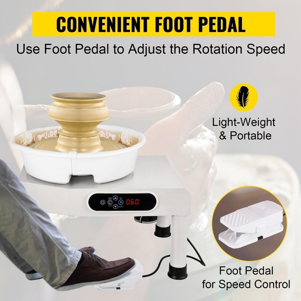 350W Pottery Wheel Ceramic Forming Machine LCD Touch Screen Clay Wheel Electric DIY Clay Sculpting Tools With Foot Pedal 9.8" /25 Cm