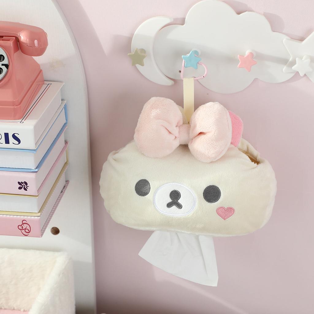 Rilakkuma Teddy Bear Hanging Tissue Box Creative Bear Car paper towel cover Tissue Holder household tissue storage bag Gift