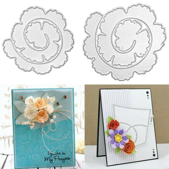 2ks/sada Forma na šablony Potřeby pro vlastní výrobu Scrabooking z uhlíkové oceli Spirálové dekorace Květina Kovová vyřezávací matrice pro domácnost