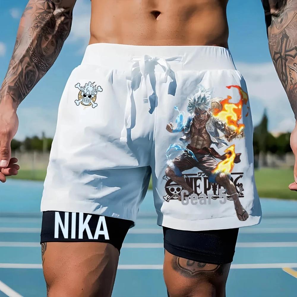 Muay Thai Kickboxing Boxing MMA UFC Onepiece Pirate Luffy Zoro Cartoon Animation Japan Shorts Unisex Workout Quick Dry Print Elastic Waist Training