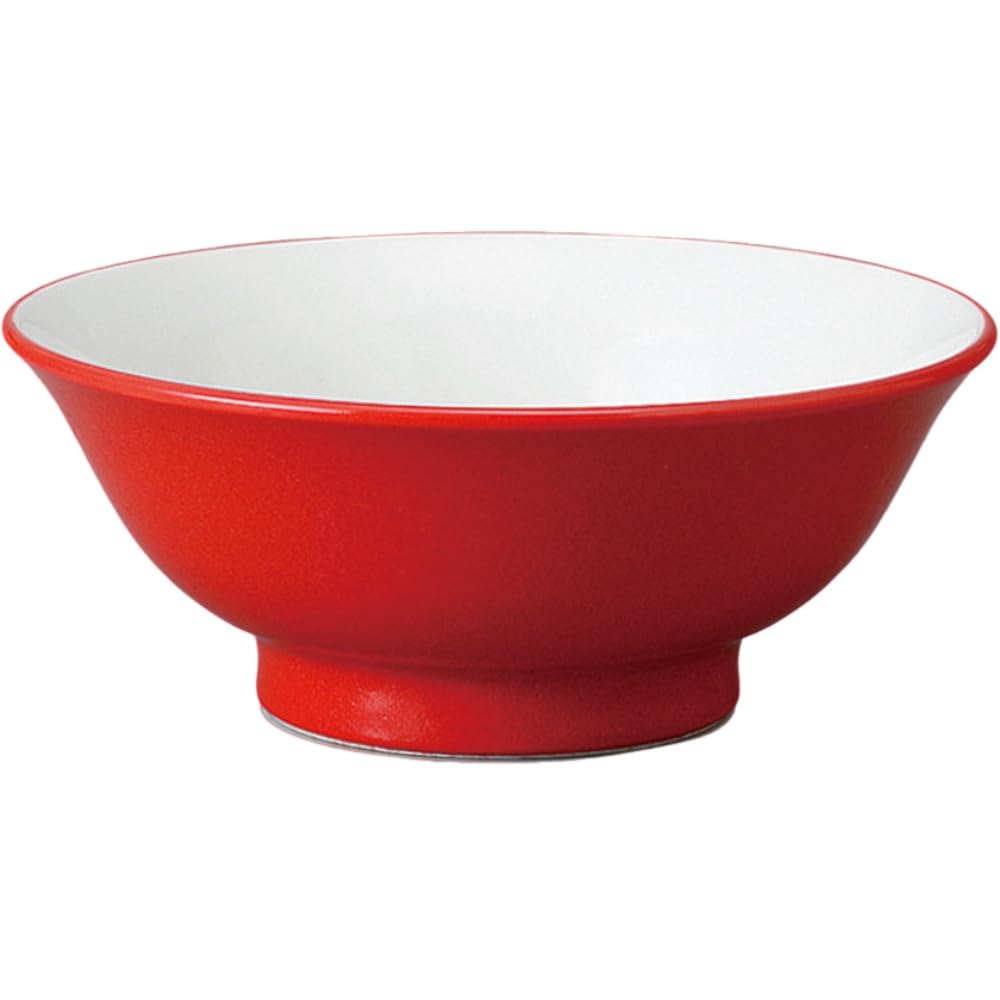 Ramen Bowl Ramen Bowl Noodle Bowl Yuzu Red Inverted High Base Bowl Chinese Tableware Bowl Mino Ware Ale-net (White Inside) 6.3