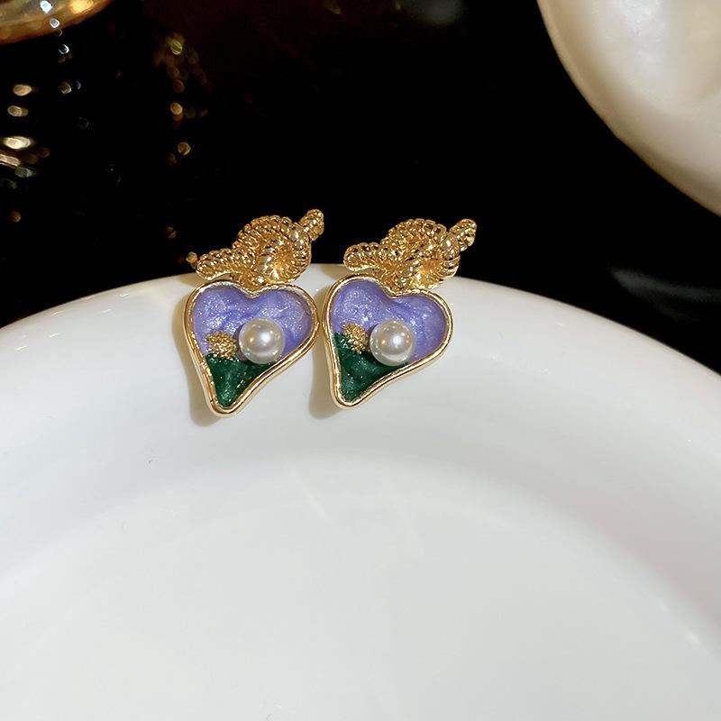 Medieval Vintage Silver Needle Earrings, Temperament Light Luxury Court Style Pearl Earrings Versatile High-end Retro Earrings