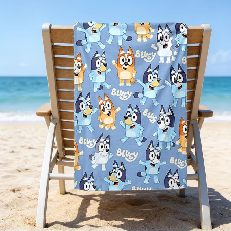 Ultra-Soft Beach Towel with Bluey Theme,Ideal for Pool - Camping, Diving - Perfect Travel Essential, Vibrant Beach Towel.