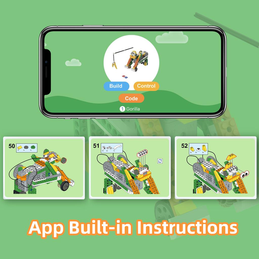 Apitor Q Robot Building Kit 20-in-1 Programmable APP RC Car Robotics Coding Kit STEM Project Educational Birthday Gifts for Kids