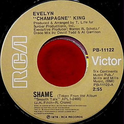 7inch Record EVELYN KING - Shame / Dancin', Dancin', Dancin' PB11122 RCA Victor 1977 Canada Soul/Funk Used