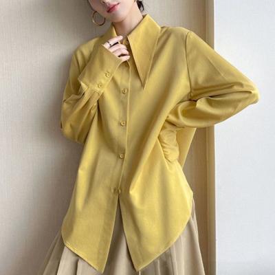 Spring Summer Autumn Vintage  Women Shirt Turn Down Collar Woman Loose Blouse White Long Sleeve Shirts Office Lady Tops Chic