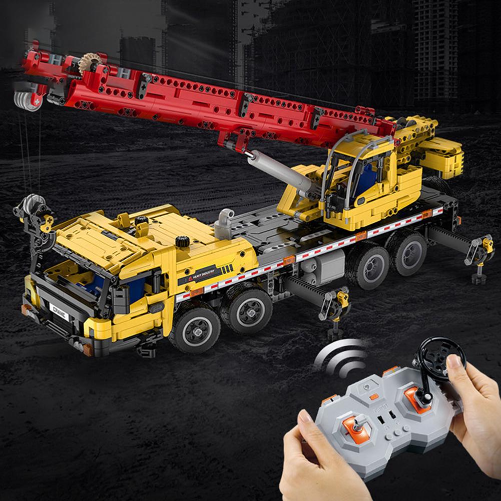 C61081 Building Blocks Assembled Mobile Crane Toys Rechargeable Remote Control Hoist Vehicle Model Gifts For Children Boy