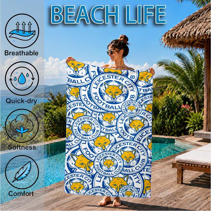 Fc Crest Design Printed Microfiber Beach Towel, Soft And Absorbent, Quick-Dry, Ideal for Summer Travel, Beach Essential, Swimming Pool