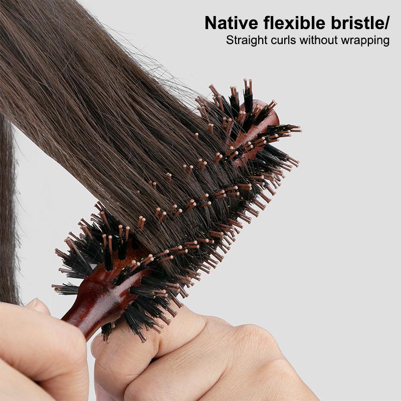 10/12/14Rows Anti Static Wood Boar Bristle Hair Round Brush Hair Dryer Styling Tool Teasing Brush For Hair Curly Comb Hair Brush