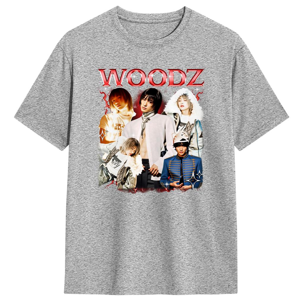 WOODZ World Tour  T-Shirts for Men  Fashion Cotton Tee Shirt Round Collar Short Sleeve T Shirt Plus Size Clothing