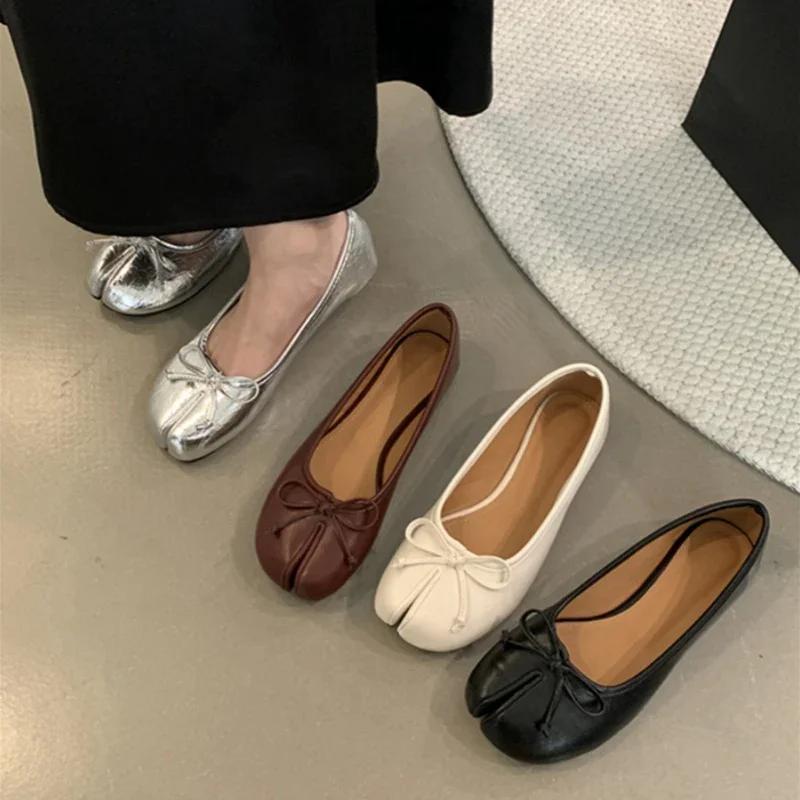 Fashion New Brand Women Flats Soft Ballet Shoes Slip On Loafers Soft Moccasins Tabi Ninja Casual Shoes Mujer Ladies Shoes Bow Knot Mujer
