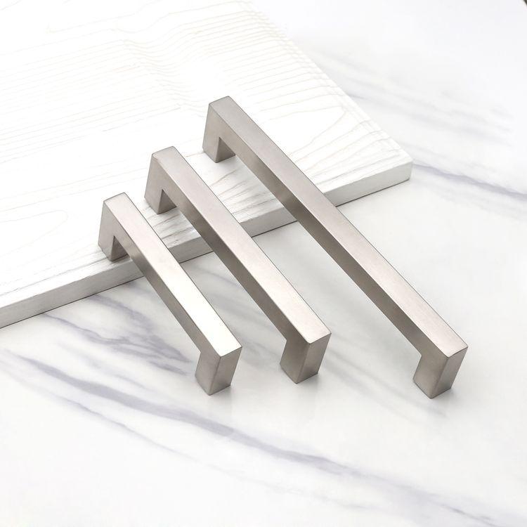 Modern Style Cabinet Drawer Handle Knob Hollow Stainless Steel Door Square Furniture Cupboard Handle Hardware
