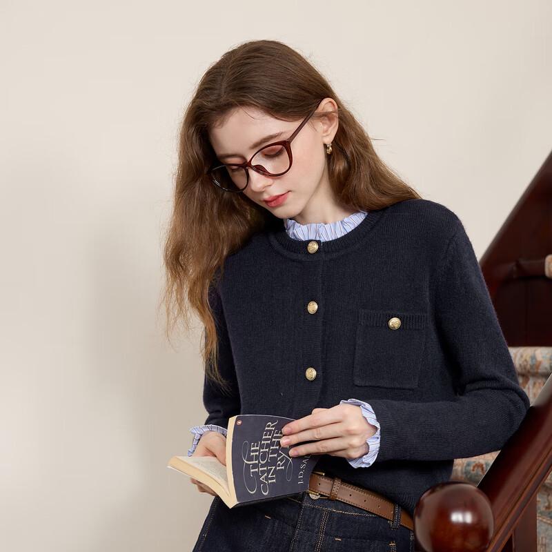 

Sancai 2025 Winter Women s Fake Two-Piece Ruffle Knit Cardigan Sweater XL