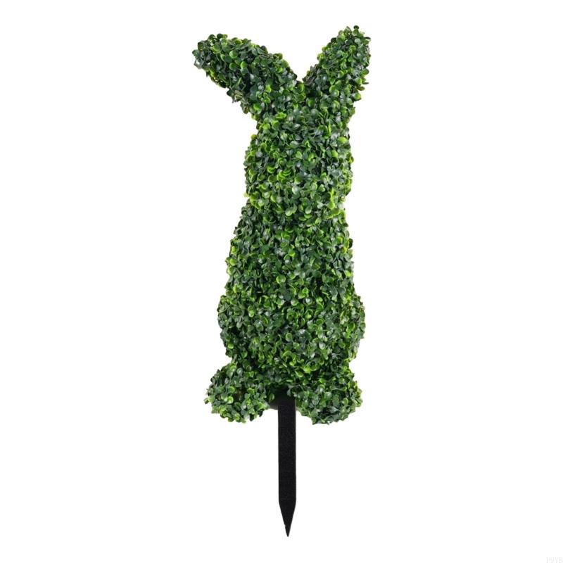 Easter Rabbit Topiary Green Artificial Rabbit Topiary Tree Pot Fake Easter Rabbit Plant Faux Plant for Porch P9YB
