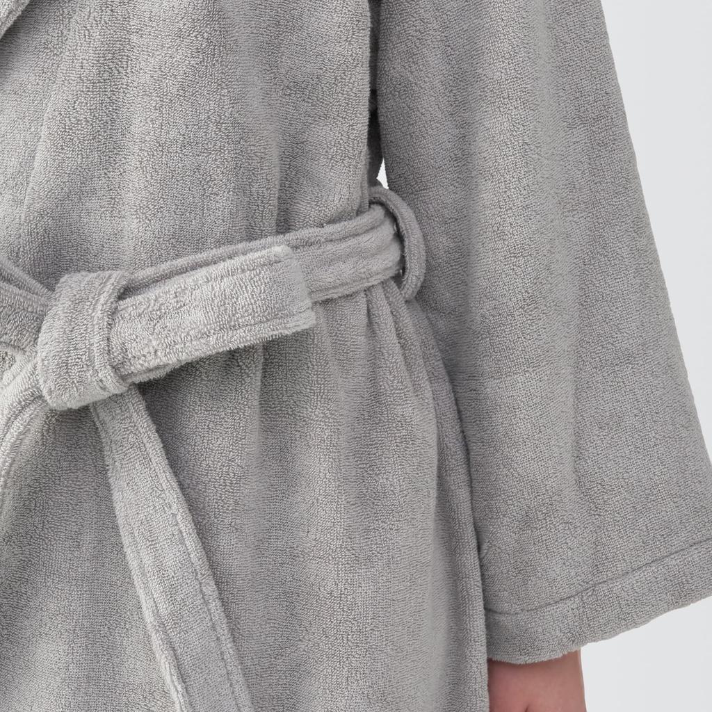 MUJI Fluffy Pile 84870576 Bathrobe, Unisex, L-XL, Gray,