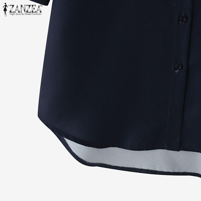 ZANZEA Womens Turn Down Collar Loose Half Sleeve Floral Print Shirts