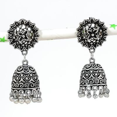 Natural Indian Look Jhumki Gemstone 925 Sterling Silver Earring 1.77" G3S55